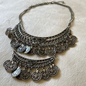 Ornate Bib Style Coin Necklace